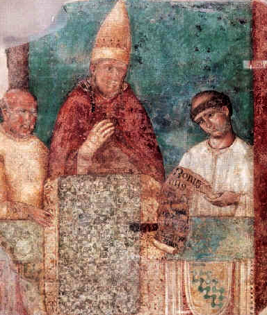 Boniface VIII proclame le jubilé en 1300 - fresque de Giotto - à Saint-Jean de Latran - à Rome